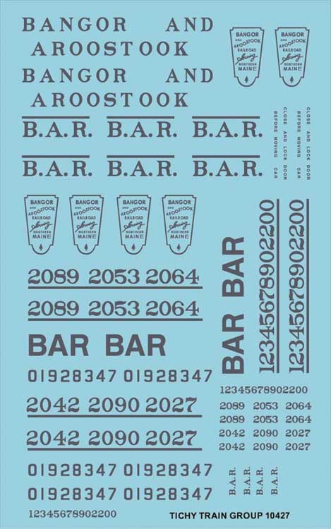 Railroad Decal Set -- Bangor & Aroostook Roadname Set (blue)