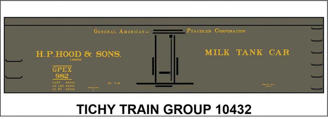 Railroad Decal Set -- HP Hood & Sons GPEX Milk Tank Car