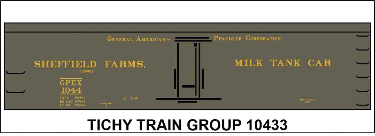 Railroad Decal Set -- Sheffield Farms GPEX Milk Tank Car