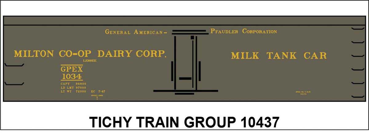 Railroad Decal Set -- Milton Co-op GPEX Milk Tank Car