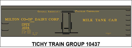 Railroad Decal Set -- Milton Co-op GPEX Milk Tank Car