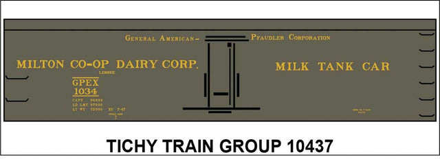 Railroad Decal Set -- Milton Co-op GPEX Milk Tank Car