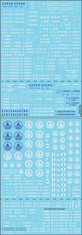 Railroad Decal Set -- Baltimore & Ohio Cabooses (Does 35 Cars)