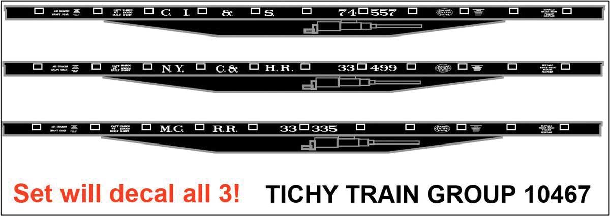 Railroad Decal Set -- New York Central System CI&S, MCRR, NYC&HR Flatcars