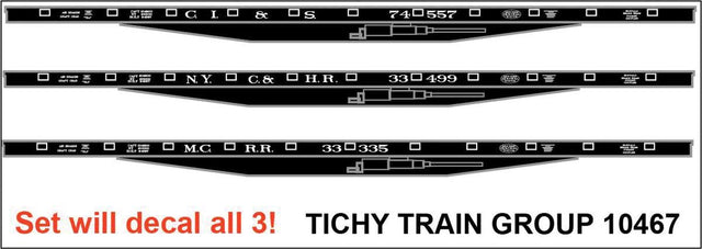 Railroad Decal Set -- New York Central System CI&S, MCRR, NYC&HR Flatcars
