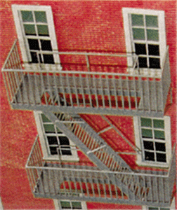 Classic Fire Escape - Kit (Plastic) -- For Use w/up to 14 Scale Foot Floor Spacing pkg(6)