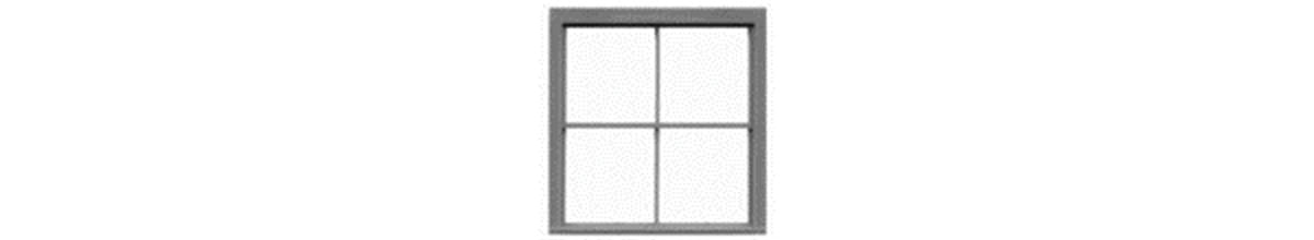 2/2 45 x 45" Scale Double-Hung Window -- Plastic w/Glazing & Shades For .925 x 1" Opening pkg(6)