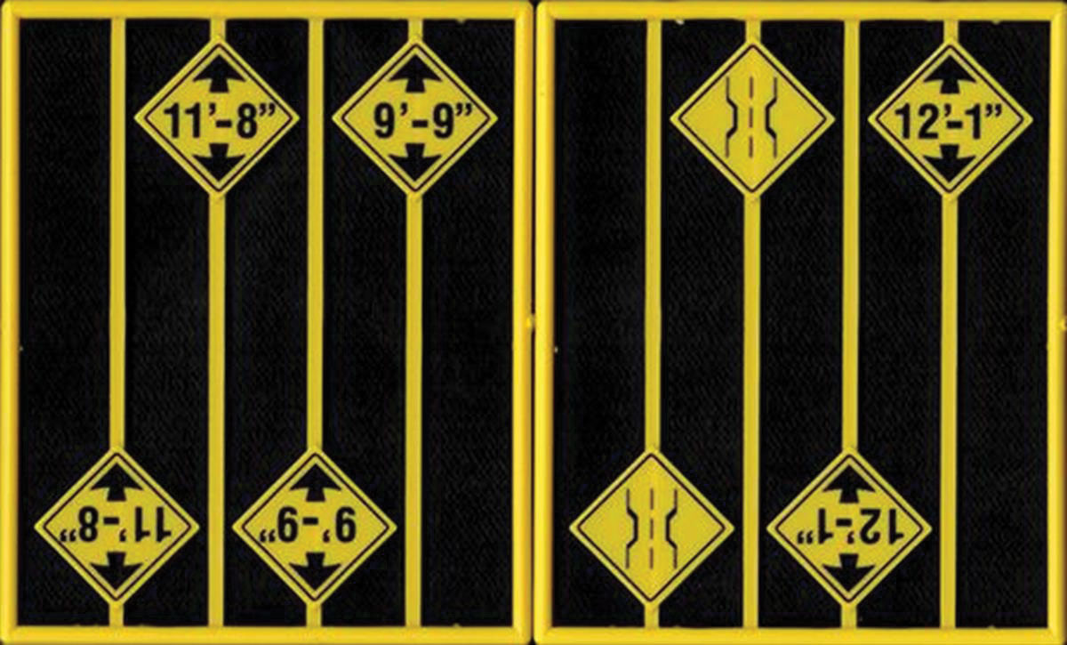 Bridge Clearance Warning Signs -- 8 Signs, 2 Each of 4 Styles