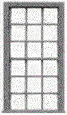 9/9 Pane Double-Hung Window w/Precut Glazing -- 30 x 62" Scale, Fits .54 x 1.07" Opening pkg(12)
