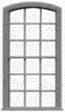 9/9 Pane Double-Hung Arch-Top Window w/Precut Glazing -- 30 x 62" Scale, Fits .54 x 1.07" Opening pkg(12)