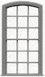 9/9 Pane Double-Hung Arch-Top Window w/Precut Glazing -- 30 x 62" Scale, Fits .54 x 1.07" Opening pkg(12)