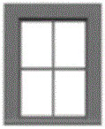 4-Pane Work Car Window w/Precut Glazing -- 24 x 36" Scale, Fits .47 x .63" Opening pkg(6)