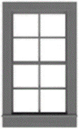 4/4 Pane Double-Hung Window w/Precut Glazing -- 33 x 60" Scale, Fits .65 x 1.06" Opening pkg(6)