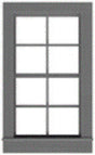 4/4 Pane Double-Hung Window w/Precut Glazing -- 33 x 60" Scale, Fits .65 x 1.06" Opening pkg(6)