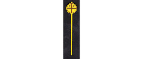 Pre-1950 Early Grade Crossing Warning Signs -- Yellow Circle w/Vertical Cross pkg(8)