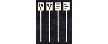 Keep Left & Right Signs -- 2 Each Left & Right, 2 Different Styles