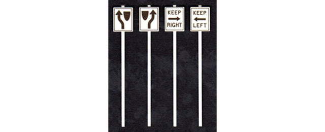 Keep Left & Right Signs -- 2 Each Left & Right, 2 Different Styles