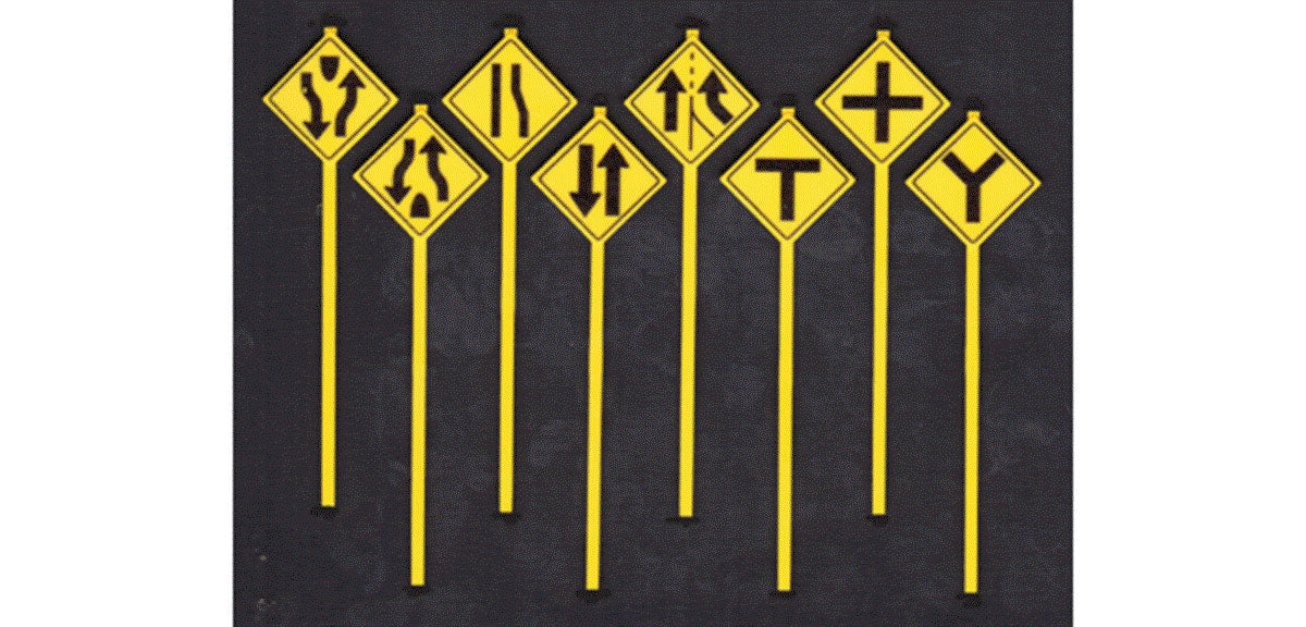 Road Path Warning Signs -- Set #3 pkg(8)