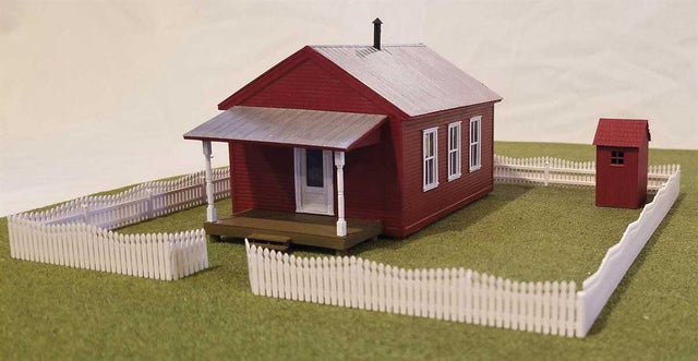 One-Room Schoolhouse - Kit -- Includes Fence & Outhouse - 2-3/4 x 4-1/2"  7 x 11.4cm-1