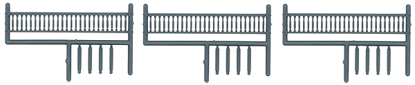 Turned Spindle Porch Rail pkg(3); Scale 16' Long & 40" Tall