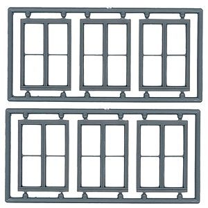Windows - Double Hung pkg(6) -- Two 1/1 Single-Window; Scale 100 x 92" (Matches 8094 & 8096, Fits .79 x 1.1