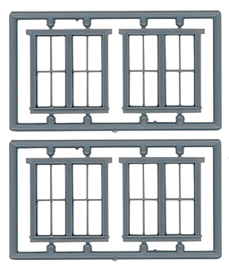 Windows - Double Hung pkg(6) -- Two 2/2 Single Window; Scale 63 x 69" (Matches #8031 - Fits .785 x .83")