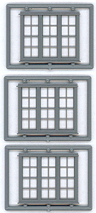 Windows - Double Hung pkg(3) -- 4/4 Triple (Matches #8030); 98 x 80" (Fits 1.225 x .99" Opening)