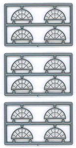 Masonry Windows - pkg(8) -- 13 Pane Half Round (Use Over #8036, 8133); 60 x 30" (.675 x .34" Opening)