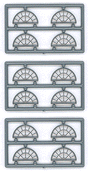 Masonry Windows - pkg(8) -- 13 Pane Half Round (Use Over #8036, 8133); 60 x 30" (.675 x .34" Opening)