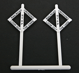 Railroad Crossing Warning Sign pkg(10) -- Early Diamond Style - Look Out for the Cars Lettering