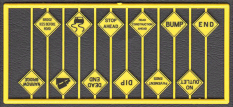 Highway Written Warning Signs -- Yellow w/Black Print 12 Different Signs