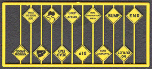 Highway Written Warning Signs -- Yellow w/Black Print 12 Different Signs