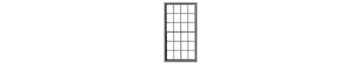 12-12 Double-Hung Masonry Window with Glazing and Shades -- 48 x 86" Scale (Fits .545 x .985" Opening) pkg(12)