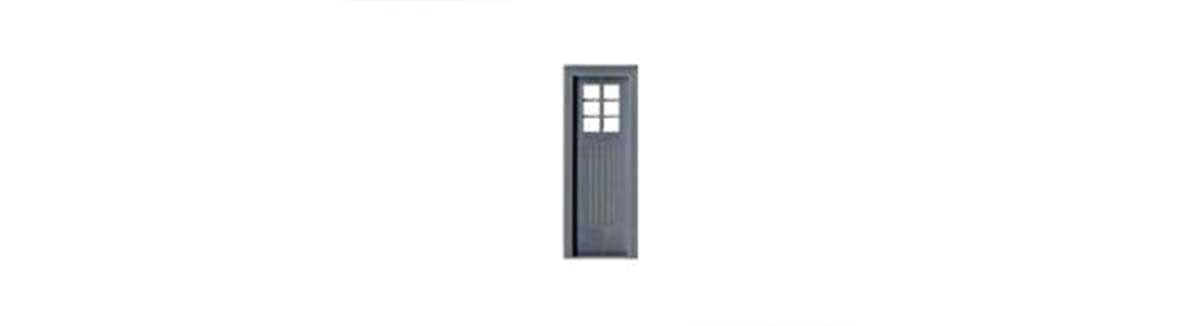 Wood Door with 6-Pane Window with Precut Glazing -- 2 x 6'6" Scale, Fits .315 x .935" Opening, pkg(6)