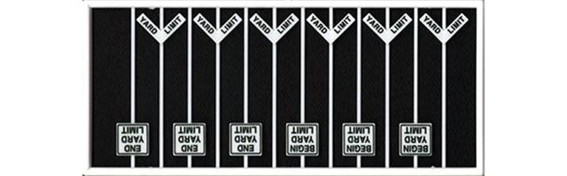 Yard Limit Signs -- 6 "Y"-Shaped Signs, 3 Square "Begin" and 3 "End Yard Limit" Signs