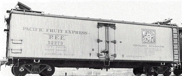 Railroad Decal Set -- Pacific Fruit Express/Western Pacific WP R30-9 Reefer