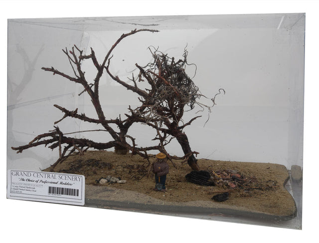 Burned Oak Trees with Smokey Bear Figure -- 2 Trees 6 - 8" 15.2 - 20.3cm Tall