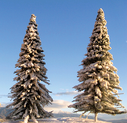 Assorted Pine Trees w/Snow -- 3 to 9"  7.6 to 22.9cm pkg(7)-1