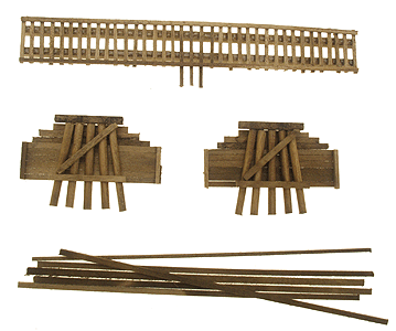 Wood Truss Bridge Parts -- Deck With Backheads 6"