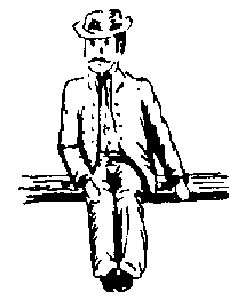 Cast Metal Figure -- Seated Man w/Felt Hat