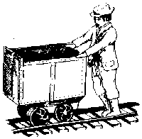 Cast Metal Figure w/Mine Car & Track -- Cousin Jack Miner, Posed for Pushing Mine Cars