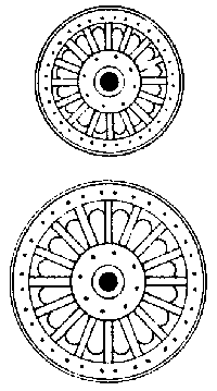 Circus Wagon Wheels -- Sunburst - Parade Type; 2 Sets
