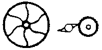 Brake Wheel w/Ratchet & Pawl -- Six-Spoke, 14"