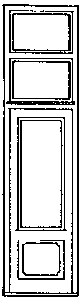 Commercial Strefront Door w/Rectangular Window & Double Transom -- Single Door 33 x 12"