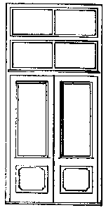 Commercial Storefront Door w/Rectangular Window & Double Transom -- Double Door - Scale 65"x 12'