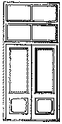 Commercial Storefront Door w/Rectangular Window & Double Transom -- Double Door - Scale 65"x 12'