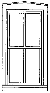 Double-Hung Windows -- Four-Pane, Scale 33 x 65"  83.8 x 165cm pkg(4)