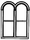 Double-Hung, Paired Roundtop Windows -- 4-1/2 x 6-1/4'