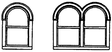 Roundtop Windows -- 2 Sets: Two-Pane Single and Four-Pane Double