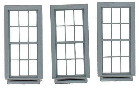 Double-Hung Windows -- 6-Over-6, Scale 38 x 86"  96.5 x 218cm pkg(3)